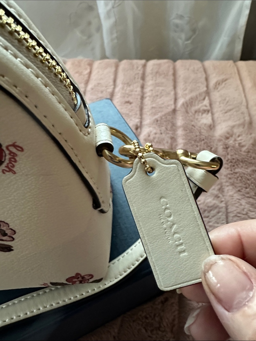 Coach Cream Floral & Ladybug Leather Crossbody - Picture 2 of 11